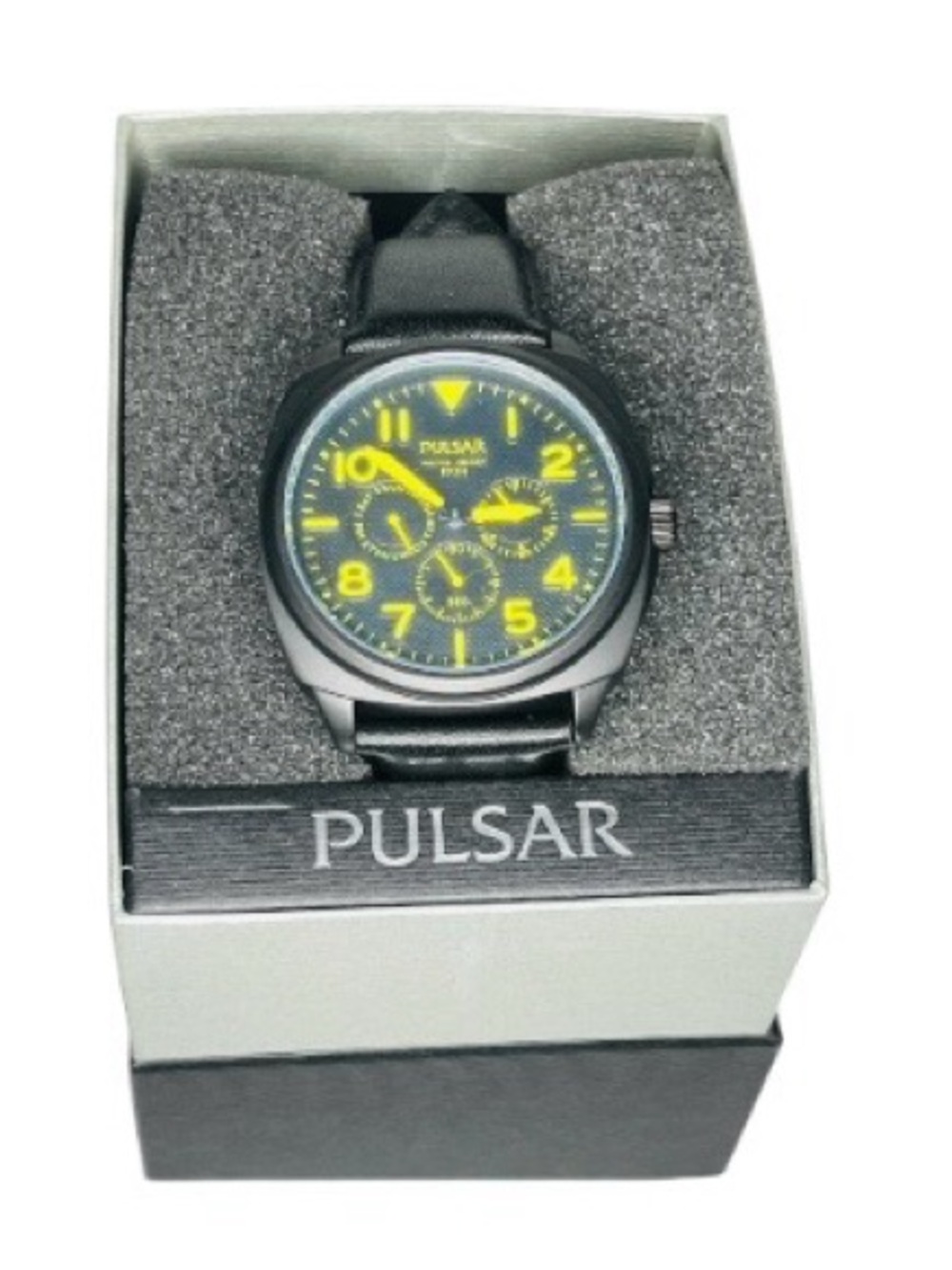 Pulsar New Men's Black Watch with Yellow Dial Accents